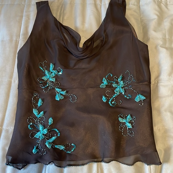 Y2K Whimsigoth Set Mix It 14 Black Midi Tank Sheer Floral Hip Hugger Fairycore - Picture 11 of 16